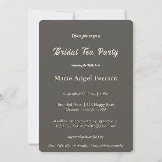 Invitation Fête de thé de mariage minimaliste marron espresso