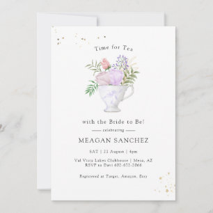 Invitation Fête de thé de mariage rose et or