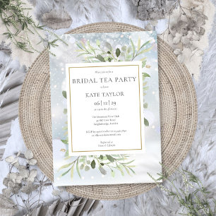 Invitation Fête de thé de mariage verdure flocons de neige d'
