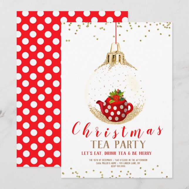 Invitation Fête de thé de Noël (Devant / Derrière)