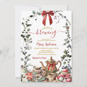 Invitation Fête de thé de Noël Bébé est en route Baby Shower