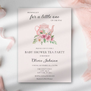 Invitation Fête de thé floral rose Baby Shower Maman bientôt