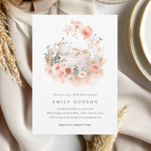 Invitation Fête de thé florale élégante pour la mariée
