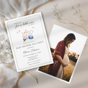 Invitation Fête de thé florale et genre neutre pour la baby s