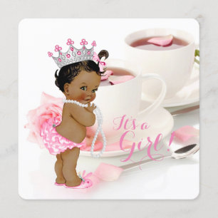 Invitation Fête de thé pour Baby Shower de fille ethnique