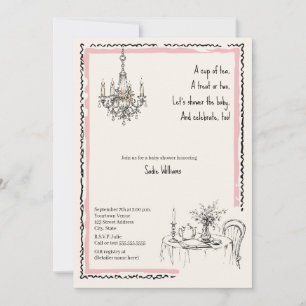 Invitation Fête de thé pour bébé Fille Cottagecore Coquette