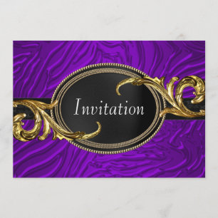Invitation Fête de toutes occasions Zèbre Violet Or