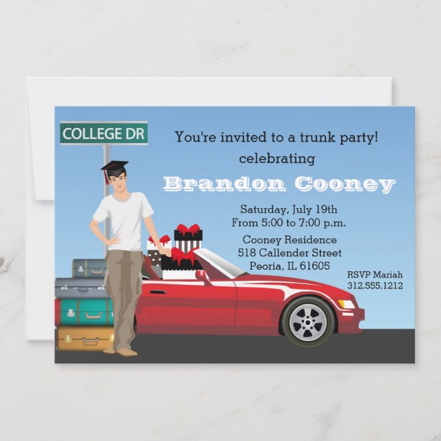 Invitation Fête de tronc de fin d'études collégiales en train (Devant)
