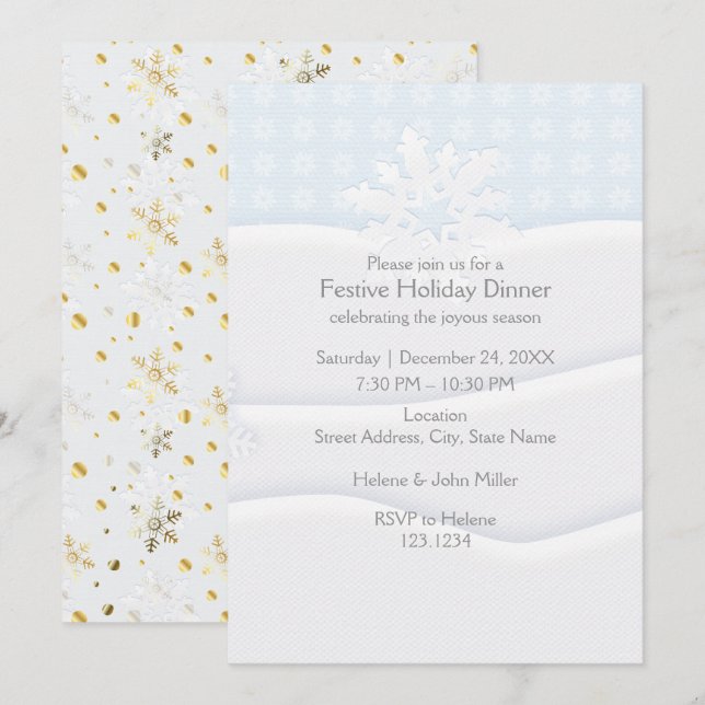 Invitation Fête de vacances de bonne année et de Noël (Devant / Derrière)