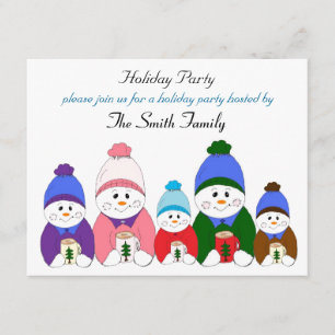 Invitation Fête de vacances de famille de bonhomme de neige a