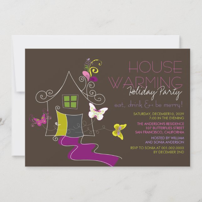 Invitation Fête de vacances de pendaison de crémaillère de (Devant)