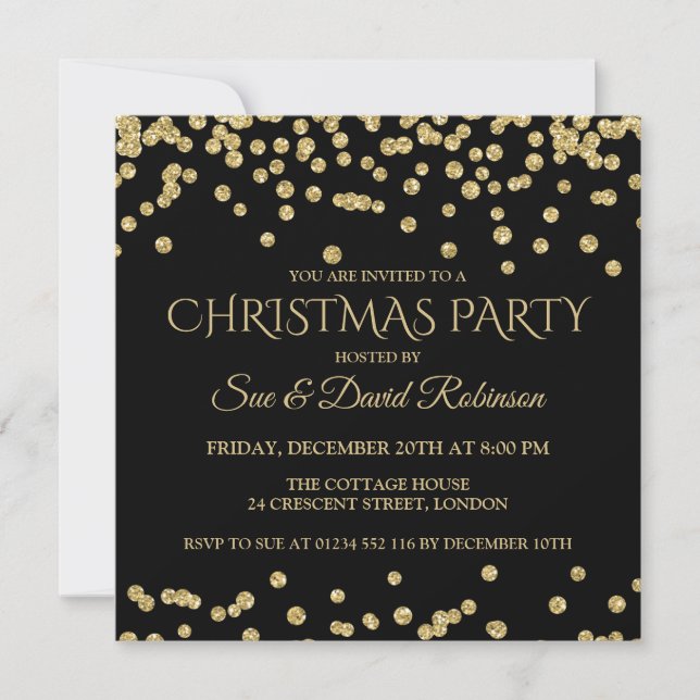 Invitation Fête de vacances élégante de Noël de parties (Devant)