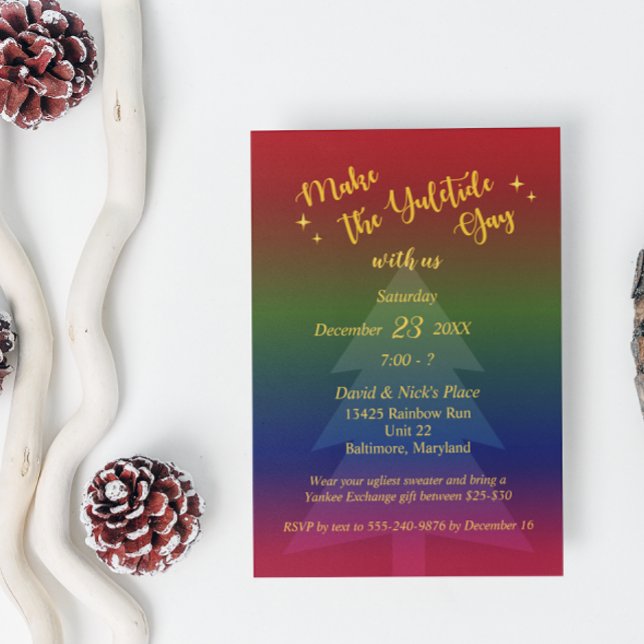 Invitation Fête de vacances foncée de Noël d'arc-en-ciel (Créateur téléchargé)