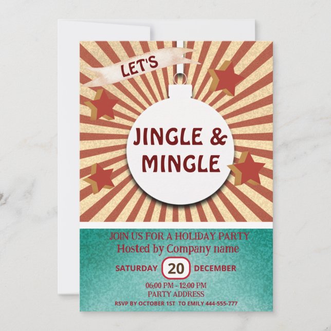Invitation Fête de vacances Jingle & Mingle cool (Devant)