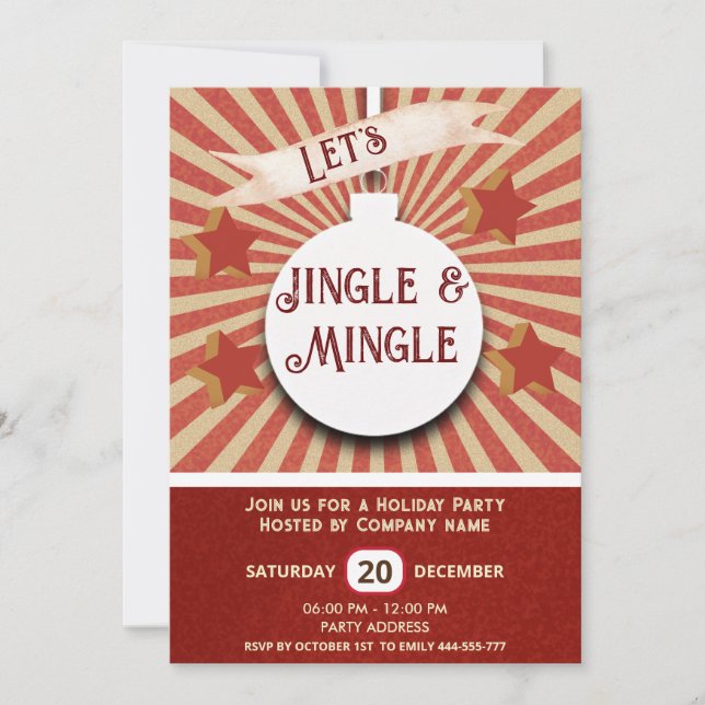 Invitation Fête de vacances Jingle & Mingle cool (Devant)