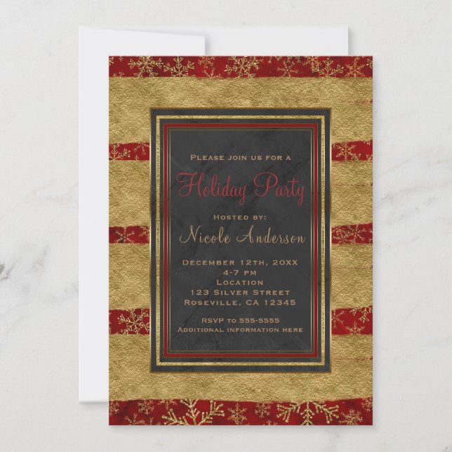 Invitation Fête de vacances Marbre rouge moderne & Flèches de (Devant)