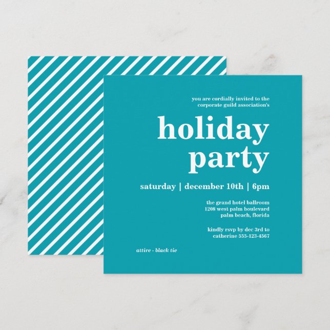 Invitation Fête de vacances minimaliste moderne (Devant / Derrière)