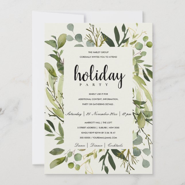 INVITATION FÊTE DE VACANCES POUR LES ENTREPRISES EN VERT DE L (Devant)