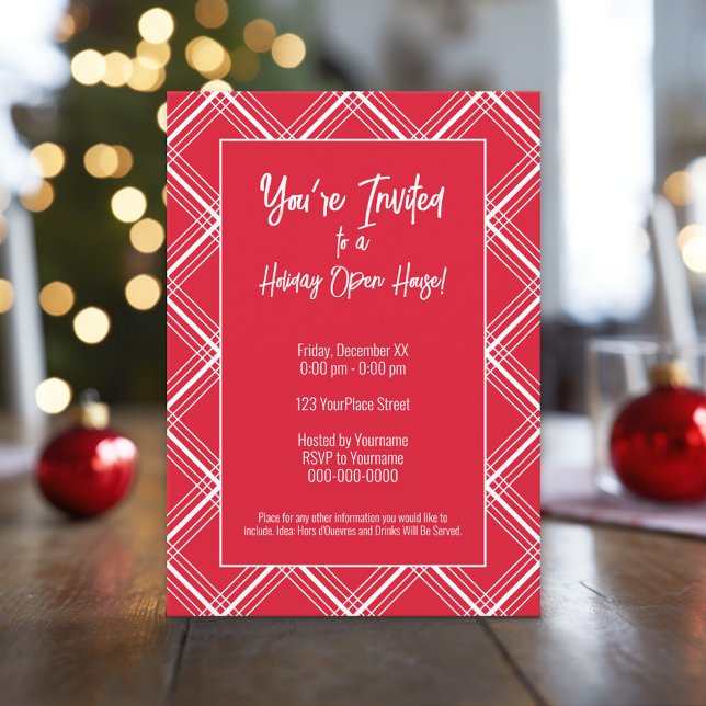Invitation Fête de vacances - Simple Red White Instant Téléch (Custom Holiday Photo Greeting Card)