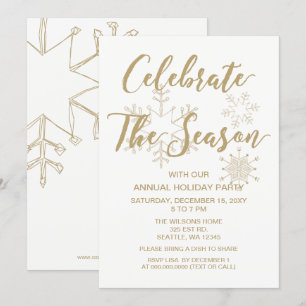 Invitation Fête de vacances White and Gold Modern