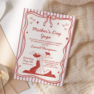 Invitation Fête de yoga pour la fête des mères Coquette Rose