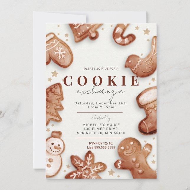 Invitation Fête d'échange de biscuits (Devant)