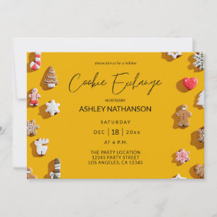 Invitation Fête d'échange de biscuits de Noël au pain d'épice