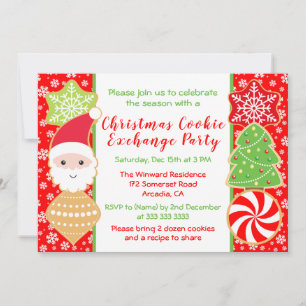 Invitation Fête d'échange de biscuits de Noël mignonne