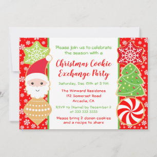 Invitation Fête d'échange de biscuits de Noël mignonne