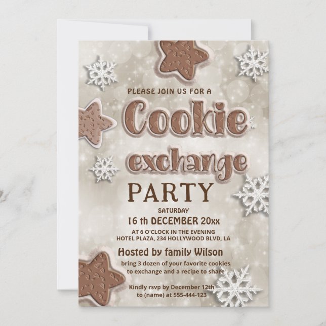 Invitation Fête d'échange de biscuits modernes d'hiver (Devant)