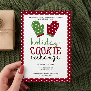 Invitation Fête d'échange de biscuits Noël Four Mitts