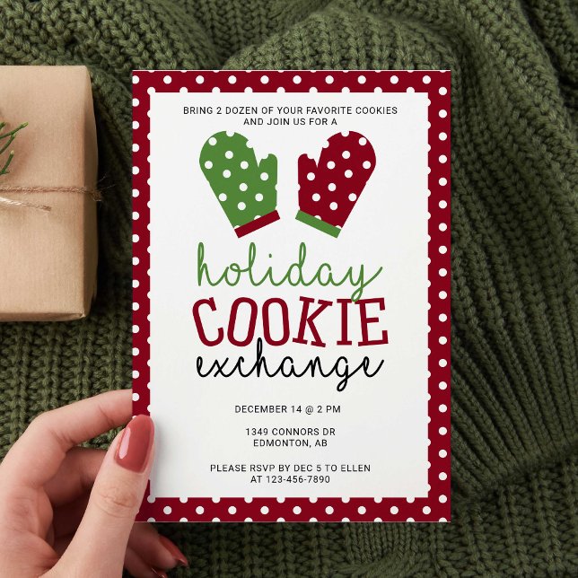 Invitation Fête d'échange de biscuits Noël Four Mitts (Créateur téléchargé)