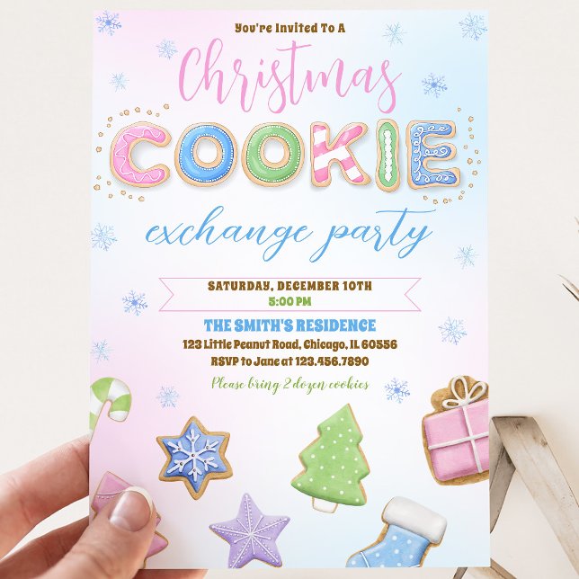 Invitation Fête d'échange de biscuits pastel (Créateur téléchargé)