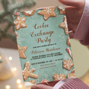 Invitation Fête d'échange de bonbons et de biscuits de Noël