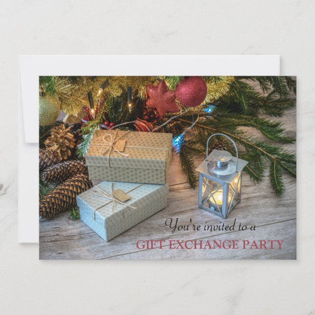 Invitation Fête d'échange de cadeaux de Noël (Devant)