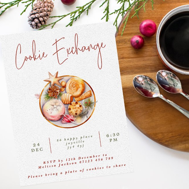 Invitation Fête d'échange de cookies de Noël en aquarelle sim (Créateur téléchargé)
