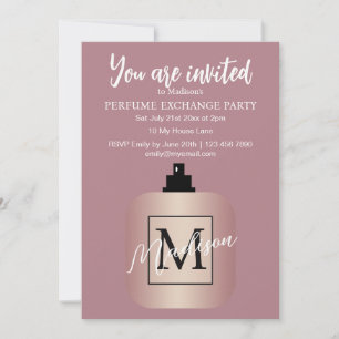 Invitation Fête d'échange de parfum sur mesure en or rose
