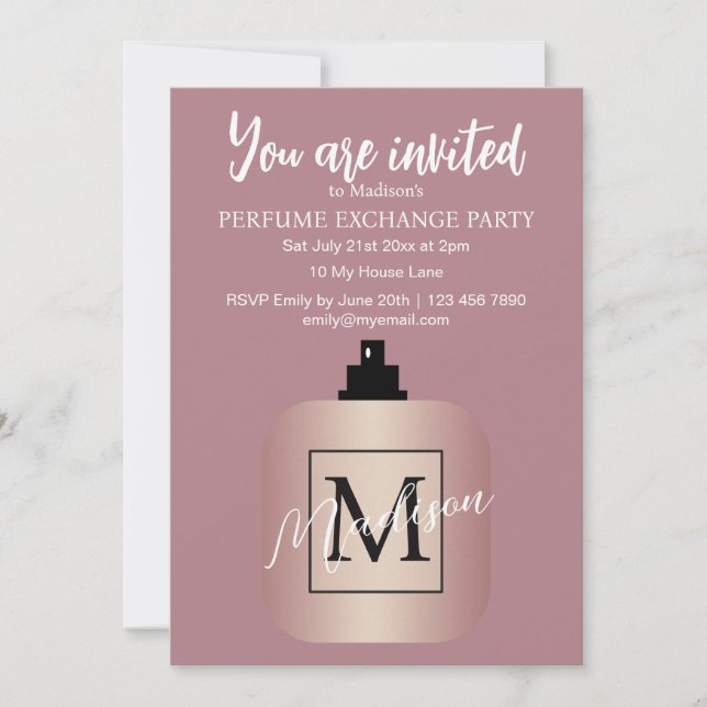 Invitation Fête d'échange de parfum sur mesure en or rose (Devant)