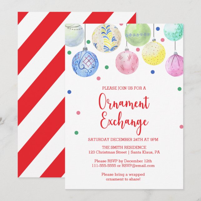 Invitation Fête d'échange d'ornement (Devant / Derrière)