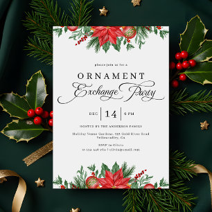 Invitation Fête d'échange d'ornement de Noël