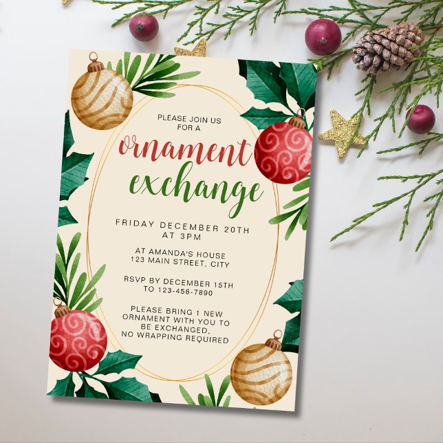 Invitation Fête d'échange d'ornement de Noël (Créateur téléchargé)
