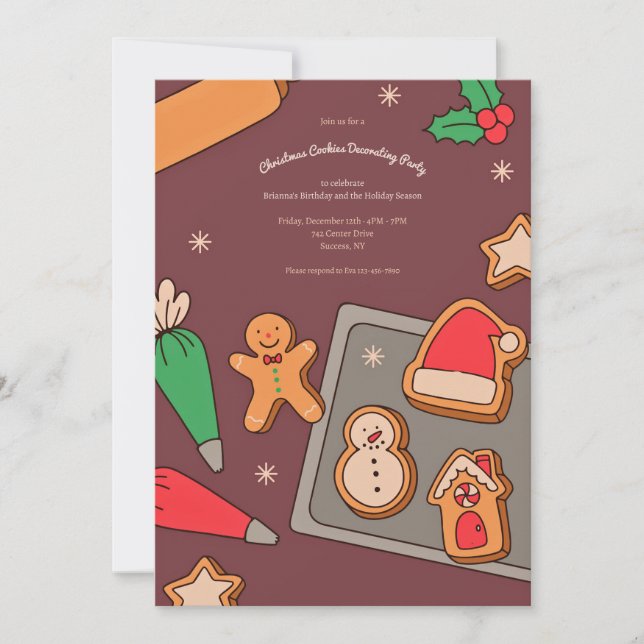 Invitation Fête Décoration des cookies de Noël (Devant)