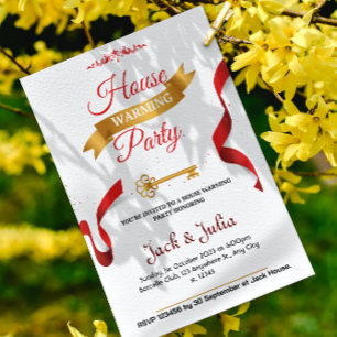 Invitation Fête Décorative Blanche et Rouge