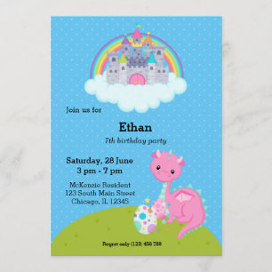 Invitation Fête d'enfants Dragon Fantastique