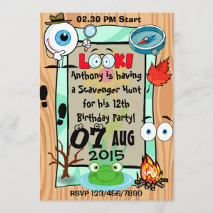 Invitation Fête d'enfants sur le thème de la chasse au trésor