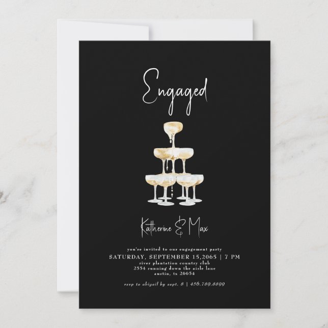 Invitation Fête d'engagement Black Tour Champagne (Devant)