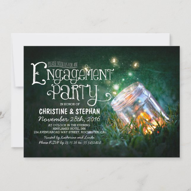 Invitation Fête d'engagement de mason romantique (Devant)