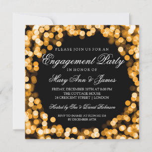 Invitation Fête d'engagement Gold brillants