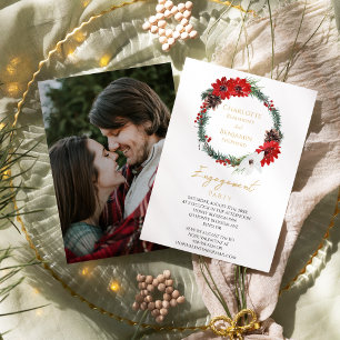 Invitation Fête d'engagement photo de Noël classique simple