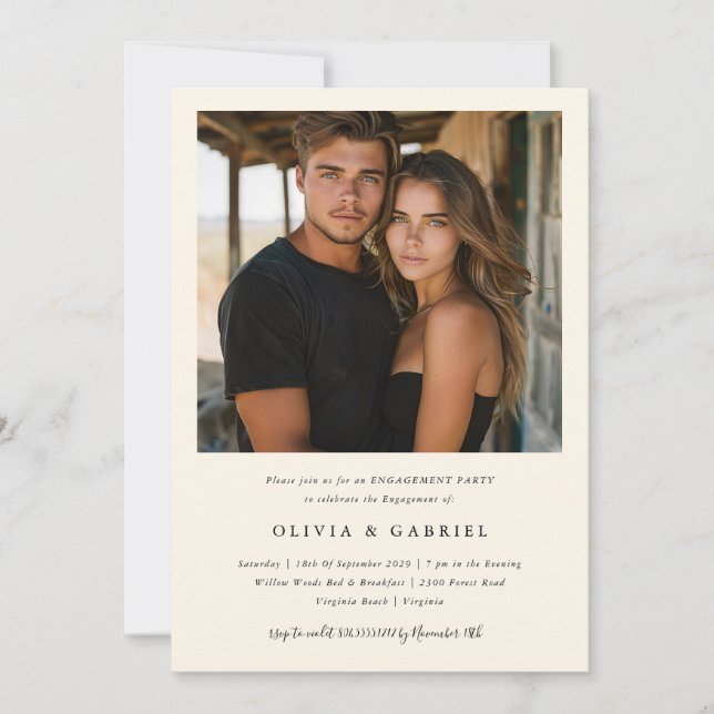 Invitation Fête d'engagement photo élégante de la forêt encha (Devant)
